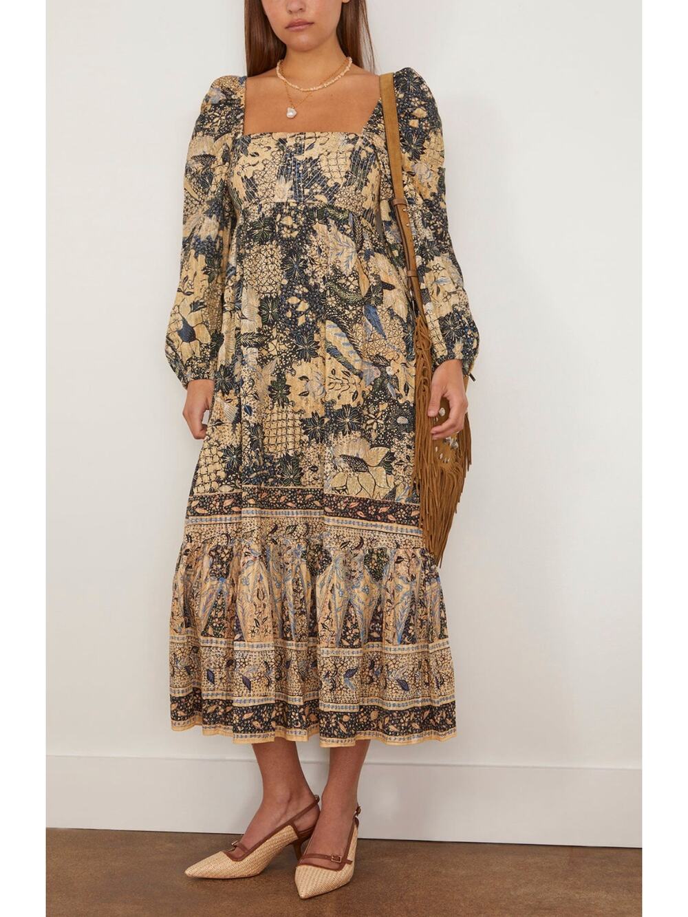 ULLA JOHNSON Natilda Puff Sleeve Midi Dress in Bellflower Size 8